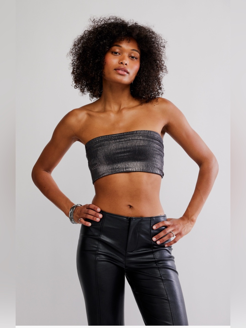 NWT Free People Amelia Foil Bandeau Black Combo Size XS / S